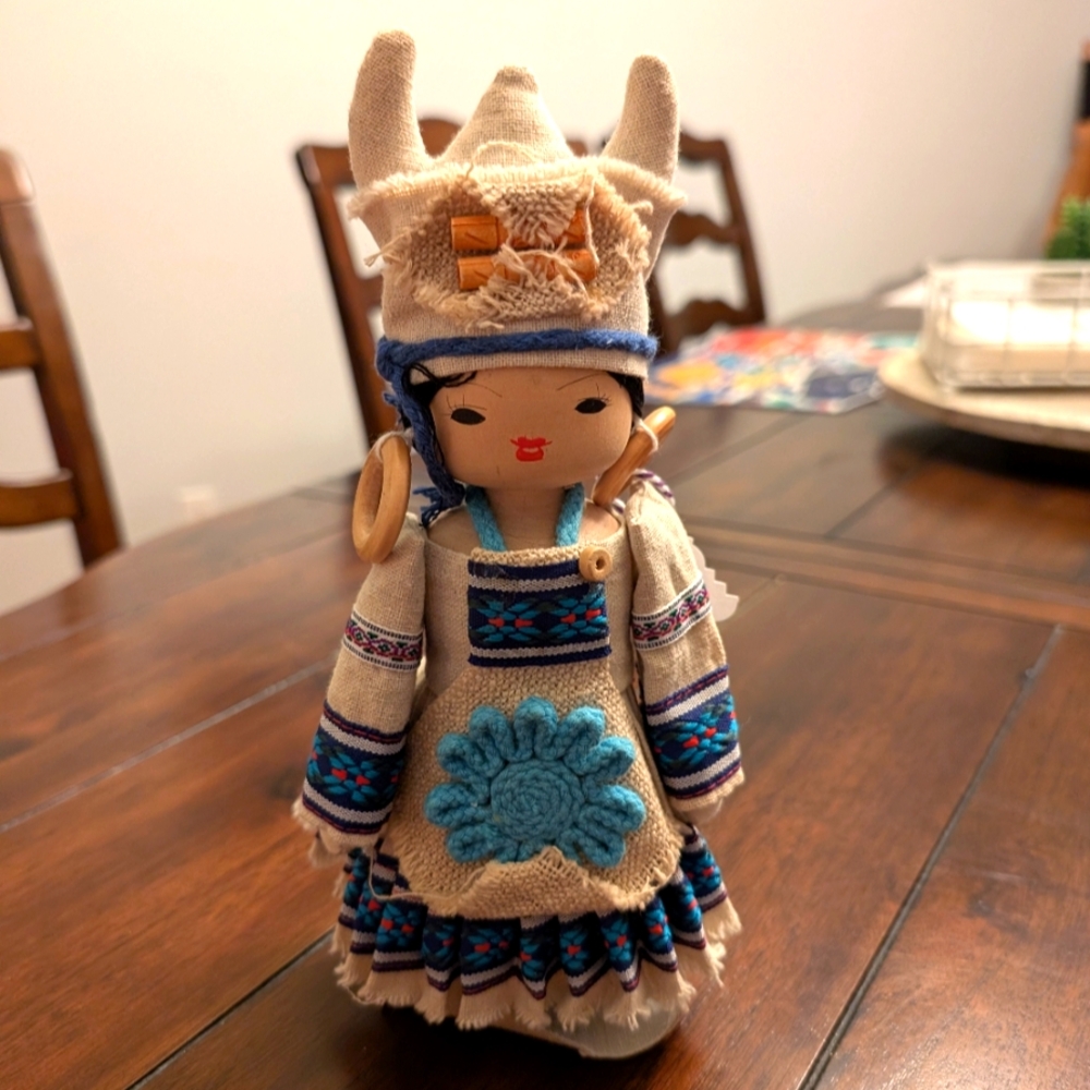 Vintage Asian Wood Folk Doll